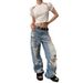 Women's Clothing High Street Hip Hop Ripped Old Retro High Street Jeans_ecoleips.com