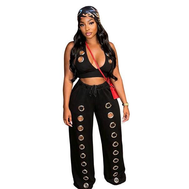Women's Fashion Wide Leg Pants Set Trendy Loose Straight Leg Style For Markets_ecoleips.com