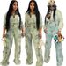 2027 Fashion European-USA Style Women Lapel Long Sleeve Short Denim Jacket + Jeans Multi-Pocket Washed Two Piece Suit_ecoleips.com