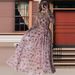 Women's Clothing Summer New Sexy Slim Fit Mid Length Long Sleeve Waist Three Dimensional Flower Swing Dress_ecoleips.com