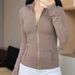 "Slim-Fit Stand Collar Yoga Jacket For Women – Long Sleeve Sports Top With Gold Zipper, Breathable & Stretchy For Running, Pilates & Gym_ecoleips.com