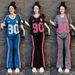 Women's Summer Fashion Set Short Sleeve Puppy Print Top And Slim Fit Wide Leg Pants Casual Two-Piece Outfit_ecoleips.com