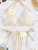 Sexy Striped Solid Color Bikini Two Piece Swimsuit with Laces New Style Exclusive Women's Clothing Swimwear_ecoleips.com
