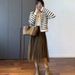 K Gold Button Contrasting Striped Round Neck Small Fragrant Style Knitted Cardigan For Women, Loose Short Style, Outer Sweater Jacket_ecoleips.com