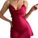 Simulated Silk Camisole Skirt For Spring And Summer, Sexy And Seductive, Fashionable, Backless, Butterfly Back, Home Silk Slip Nightgown For Women_ecoleips.com