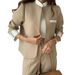 Women's Autumn Winter High-End Commuter Leisure Suit Set Splicing Color Jacket And Trousers Two Piece Outfit for Women_ecoleips.com