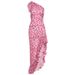 Summer New Women's French Small Floral Print Dress American Style Off Shoulder Long Side Slit Tie Dress For Sexy Look_ecoleips.com