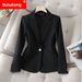 Women's Long Sleeved Professional Blazer Formal Wear Workwear Casual Elegant England Style Blazer Top_ecoleips.com