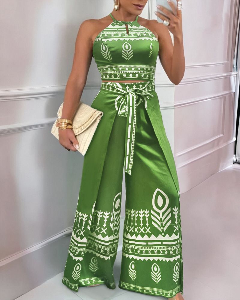Women's Clothing New Spot Positioning Printed Vest Pants Suit_ecoleips.com