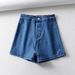 2025s Peach Butt Denim Shorts For Women Summer Solid Color Slim Fit High Waist Elastic Casual A-line Hot Pants_ecoleips.com