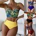 Women's Clothing New Sexy Hard Cup Steel Support Printed Split Swimsuit Bikini_ecoleips.com