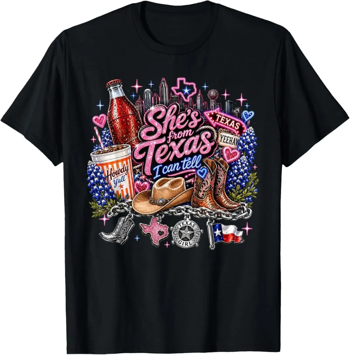 Women's T-Shirts She's From I Can Tell Texas Girl Pride T-Shirt_ecoleips.com