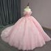 Women's Clothing Romantic Off-Shoulder Ball Gown – Pink Tulle Wedding Dress With Chapel Train (XS-3XL, Princess Silhouette, No-Label Elegance)_ecoleips.com