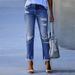 Women's Clothing New Ripped Jeans For Women Fashion Temperament High Waist Slim Fit Trousers_ecoleips.com