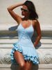 Blifanbo Ruffle Sexy Spaghetti Strap Mini Dress Women Fashion V Neck Sleeveless Backless High Waist A-line Club Party Dresses_ecoleips.com
