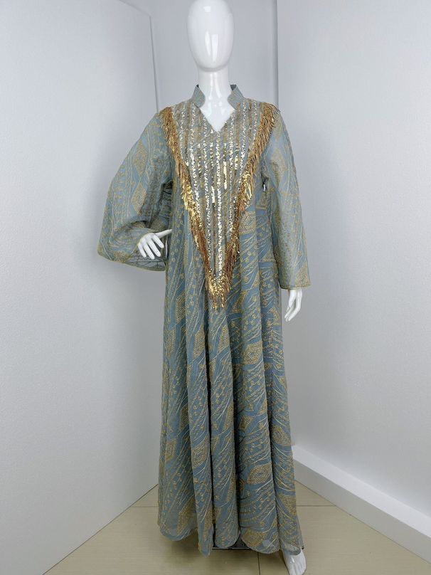 Women's Clothing Muslim Evening Dress Arab Dubai Dress Robe Mesh Embroidery Sequins Women's Clothing_ecoleips.com