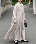 Plus Size Women's Casual Long Sleeve Solid Color Dress – Soft Polyester Fabric, Flowy A-Line Silhouette, Elegant Round Neck & Puff Sleeves_ecoleips.com