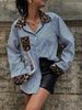 K Fashionable Design Leopard Print Patchwork Loose Casual Long Sleeved Polo Collar Shirt_ecoleips.com