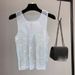 Women's Goddess Style Rhinestone Mesh Vest Sleeveless Top Hot Bling Bling Sparkling Hollow Out Design For Special Occasions_ecoleips.com