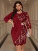 Plus Size Simple Elegant Lace Women's Dress_ecoleips.com