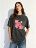 Not My Vibe Not My Care Pink Hair Girl Retro Graphic Acid Wash Washed Oversized T Shirt Women Crew Neck Short Sleeve Loose Vintage Street Tee_ecoleips.com