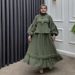 Verve 2025 Spring/Summer New Comfortable Fashion Muslim Loose Solid Color Set Dress_ecoleips.com