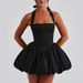 Women's Clothing Sexy Waist Slimming Puffy Skirt Halter Neck Tie Bow Dress_ecoleips.com
