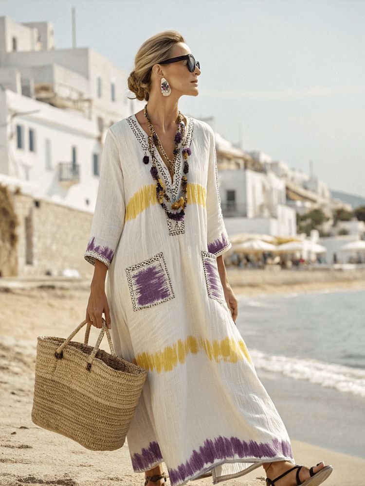 Women's Clothing Hot Elegant Large Size Printed Long Swing Dress_ecoleips.com