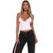 2024 European And American Summer Bestseller Solid Color Slim Fit Short Sleeveless V-Neck Backless Halter Neck_ecoleips.com
