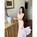 Floral Slim Fit Camisole Dress Exudes Slimming Vibe With A Mesh Long Skirt_ecoleips.com
