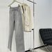 Old Money Style Cement Gray Slim Straight-Leg Jeans For Women, High-Waisted, Slimming, Versatile, Four-Way Stretch,_ecoleips.com