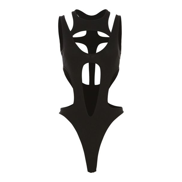 Summer Women's Slim Bodysuit European American Style 2026 New Sexy Hot Girl Fashion Hollow Splicing Solid Color Jumpsuits Rompers_ecoleips.com