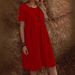 Solid Color Round Neck Short Sleeve Dress For Women Loose Fitting With Pockets Popular Style_ecoleips.com