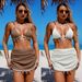Women's Clothing Three Piece Bikini Set Sexy Solid Color Chain Design Swimsuit For Beach Vacation Wear_ecoleips.com