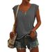 2025 Summer New Women's Casual Solid Color Sleeveless Vest V-Neck Top T-Shirt Women A47_ecoleips.com