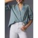 Women's Casual Striped Shirt With Pleated Design, V-Neck Top_ecoleips.com