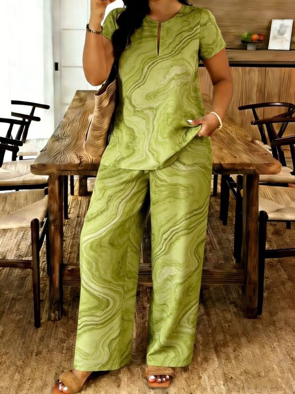 Summer Women's Clothing Set Small V Neck Top And Casual Pants Style New_ecoleips.com