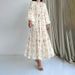 Muslim Floral Print Long Belted Fashionable And Elegant Dress_ecoleips.com