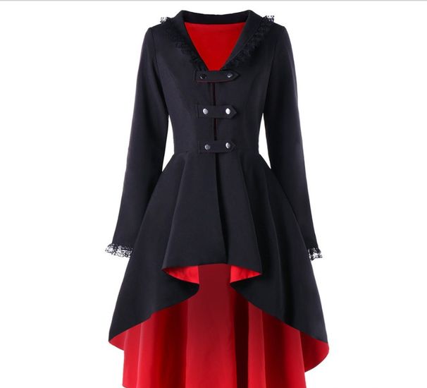 Women's Clothing Autumn new retro mid length windbreaker Gothic style jacket large size women's clothing_ecoleips.com