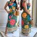 Women's Clothing New Women's Dark Green Animal And Plant Print Sleeveless Slim Side Slit Long Skirt Positioning Belt Required_ecoleips.com