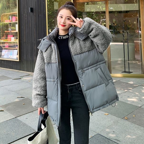 Women’s Cropped Puffer Jacket – Detachable Collar, Soft Fleece Lining (Khaki/Space Gray/Pea Green/Cream/Blue Gray/Coffee/Army Brown/Black, M-XXL)_ecoleips.com