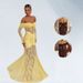 Off-Shoulder Mermaid Evening Dress – Sexy Cutout & Long Sleeve Bodycon Gown (S/M/L/XL, Beige/Brown, Elegant Prom Dress For Women)_ecoleips.com