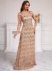 Gilded Goddess Evening Gown – Deep V-Neck Sequin & Fringe Maxi Dress With Sculpted Waist For Black-Tie Galas, Wedding Receptions & Red Carpet Glamour_ecoleips.com