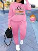 Women's Autumn And Winter Hip-hop Casual Street Leopard Print Heart-shaped Pattern Printed Round Neck Sports Shirt+sports Pants Set-534_ecoleips.com