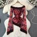 Elegant Women's Summer Tops Rose Print Lace Trim Mesh Overlays Stylish Collection_ecoleips.com
