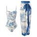 Women's Clothing New One Piece Swimsuit For Women, Tight Fitting, Slimming, Retro Strapped Sunscreen Long Skirt, Two Piece Hot Spring Swimsuit_ecoleips.com