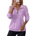 Women's Clothing Casual Lapel Zipper Long Sleeve Sweatshirt Autumn/Winter Pockets Included Polyester Solid_ecoleips.com
