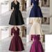 Elegant Long Sleeve Slimming Waist Dress For Women Long Skirt_ecoleips.com