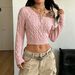 Off The Shoulder Cable Knit Sweater Short Crop Top Slim Fit Hot Girl Women's Clothing_ecoleips.com