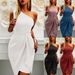 Women's Clothing Solid Color Sleeveless Oblique Shoulder Irregular Strap Party Dress Jumpsuit_ecoleips.com